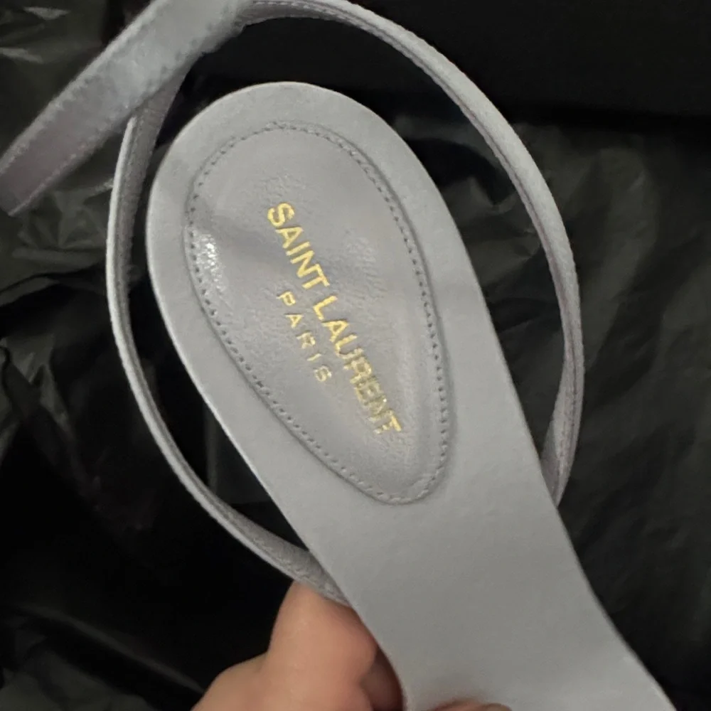 Saint Laurent Women's Grey Strappy Heels - Picture 2 of 8